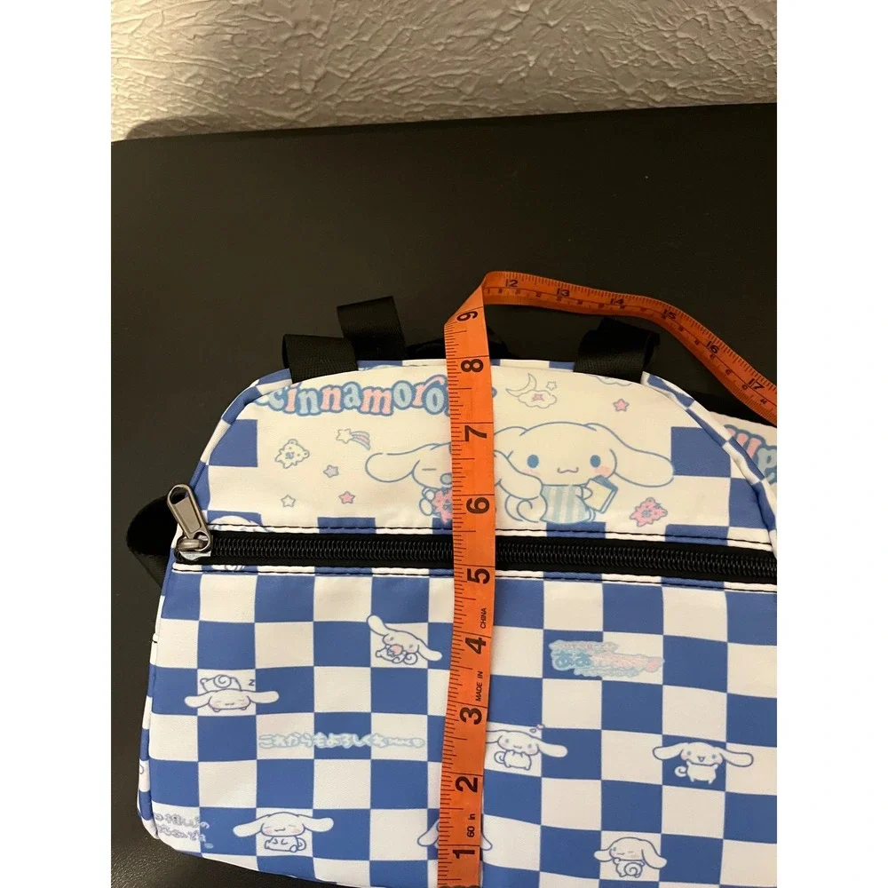 Sanrio Cinnamoroll Insulated Lunch Bag Blue White Checker Adjustable Strap NWOT